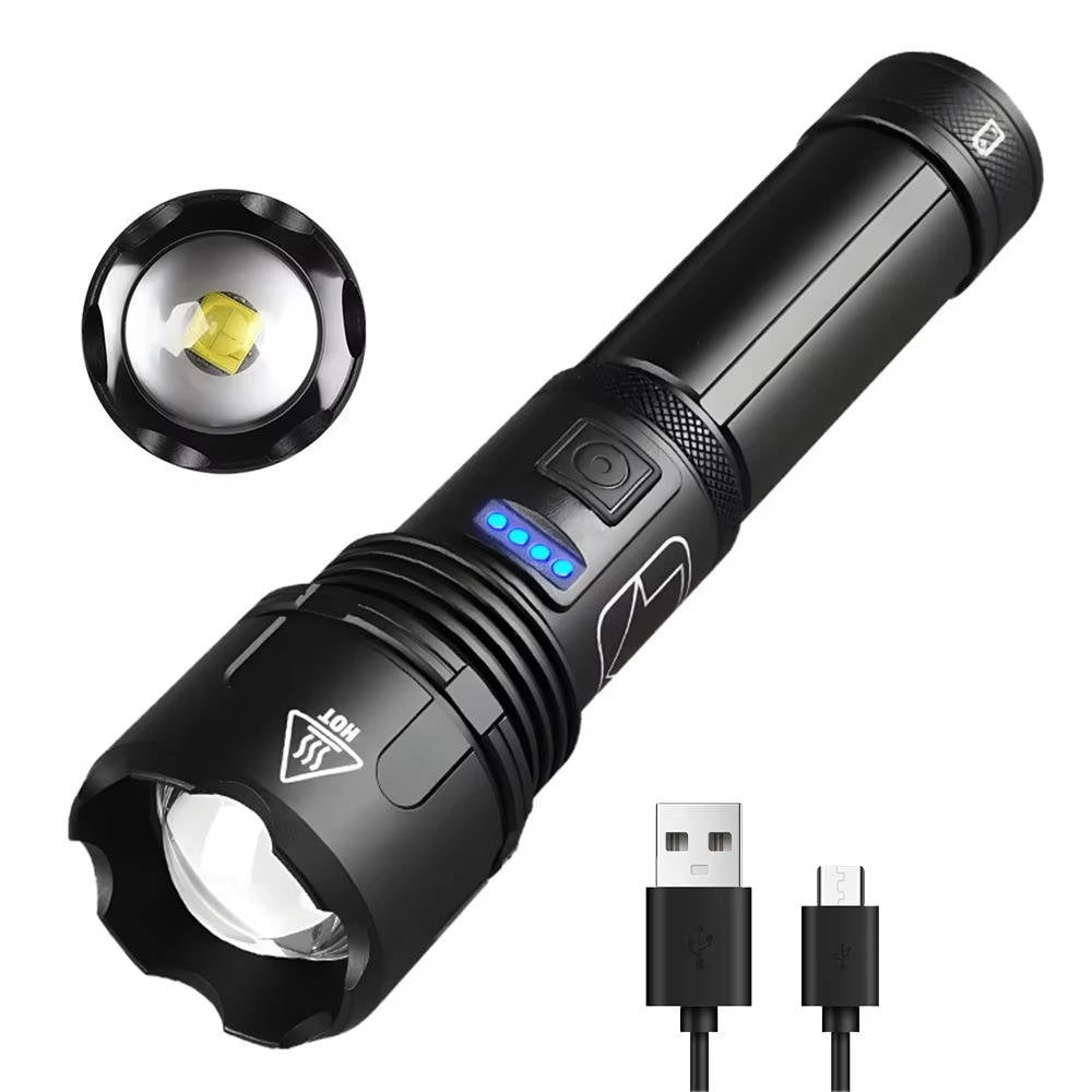 Rechargeable LED Flashlight Aluminum Tactical Zoomable