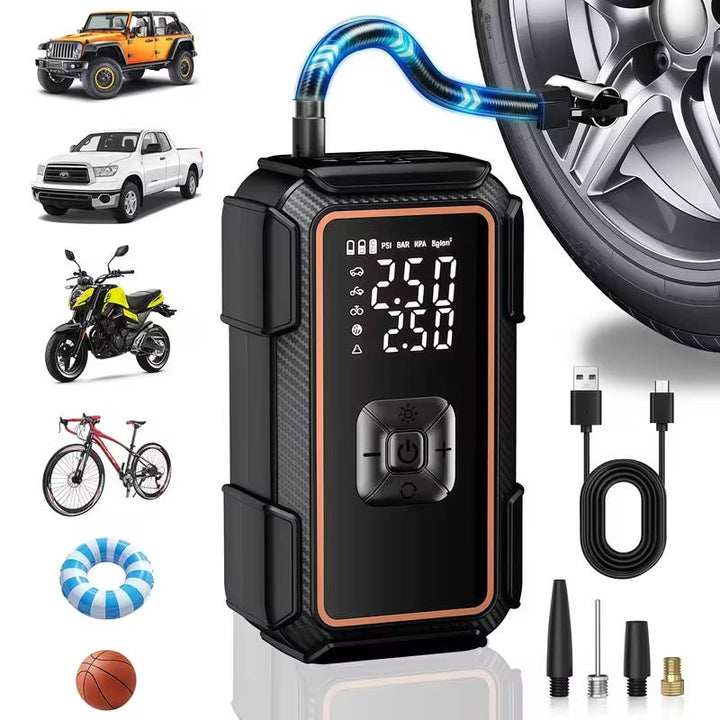 Portable Car Jump Starter with Air Compressor and LED 16800mAh - Lenila