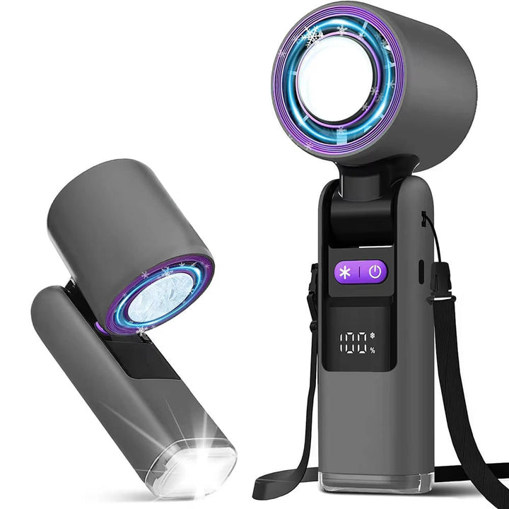 Portable Handheld Fan Rechargeable LED Battery Display Mini Turbo