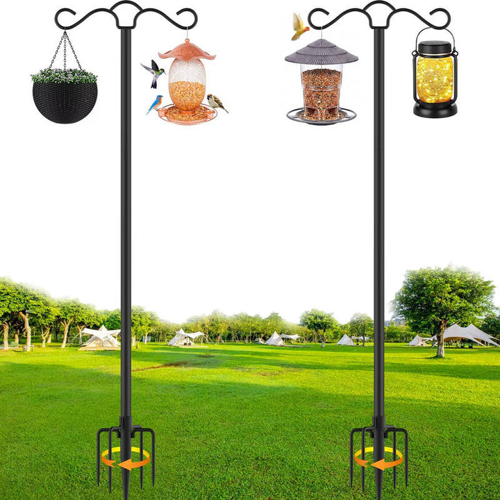 Heavy Duty Shepherd Hooks with Prong Base for Garden Hanging Baskets - Lenila