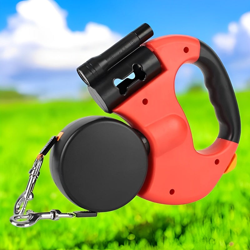 Retractable Dog Leash Dual 10ft Built-In Flashlight and Waste Bag - Lenila