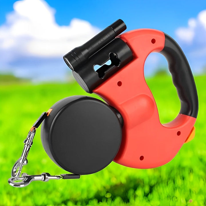 Retractable Dog Leash Dual 10ft Built-In Flashlight and Waste Bag - Lenila