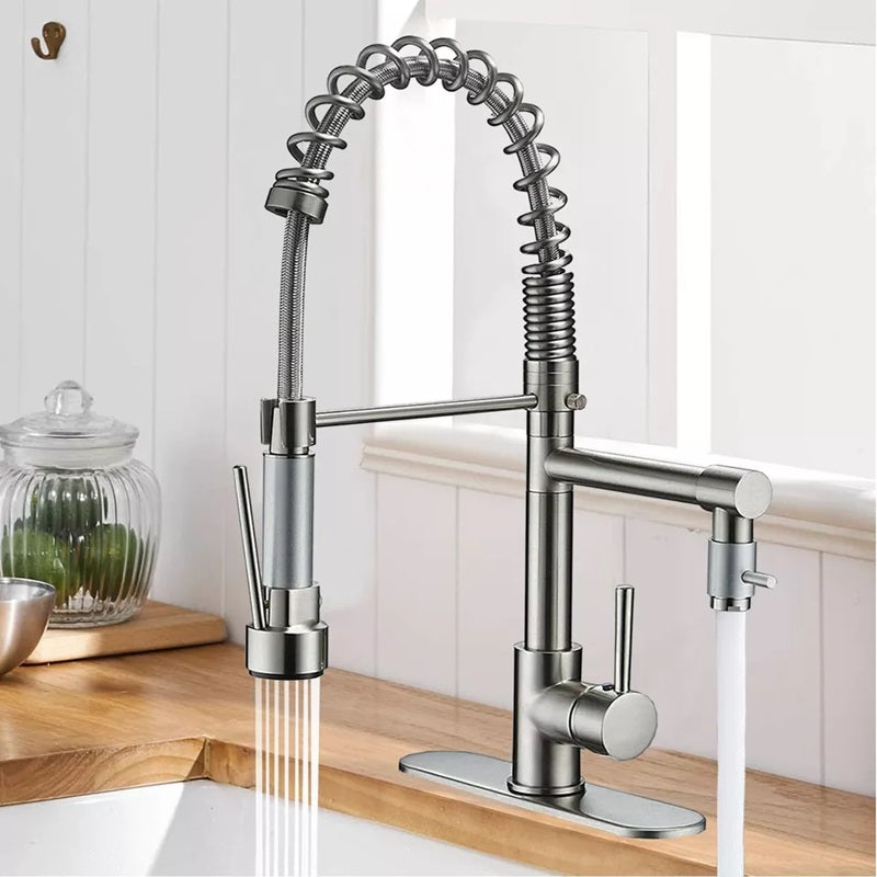 Kitchen Faucet Stainless Steel Pull-Down Spring Spout