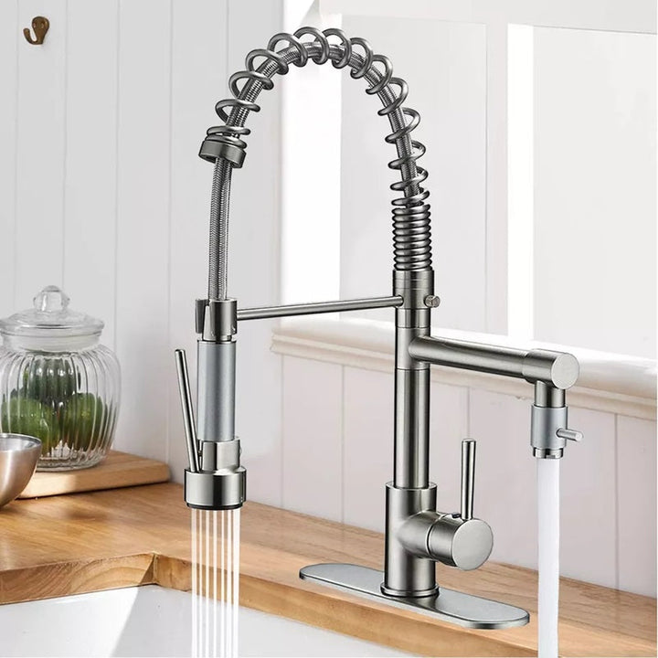 Kitchen Faucet Stainless Steel Pull-Down Spring Spout