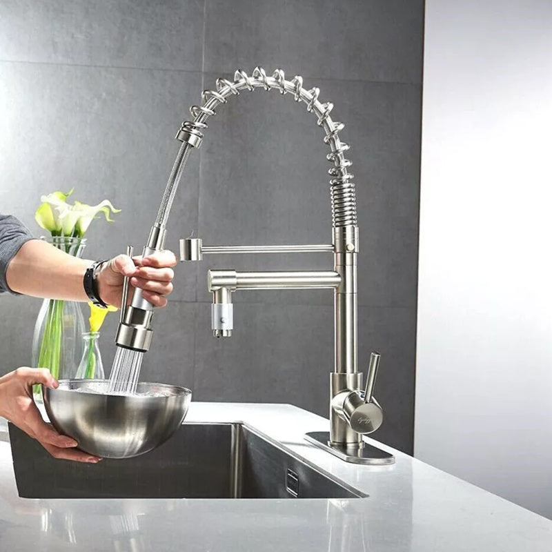 Kitchen Faucet Stainless Steel Pull-Down Spring Spout