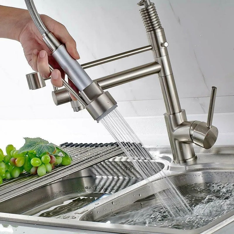 Kitchen Faucet Stainless Steel Pull-Down Spring Spout