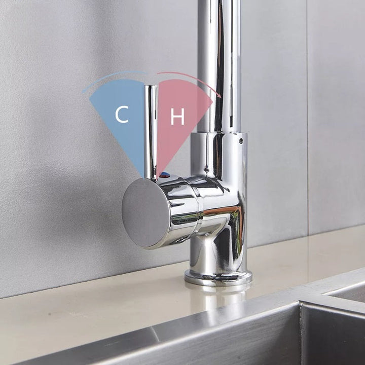 Pull-Out Kitchen Faucet Rotating Spout Dual Mode Sprayer