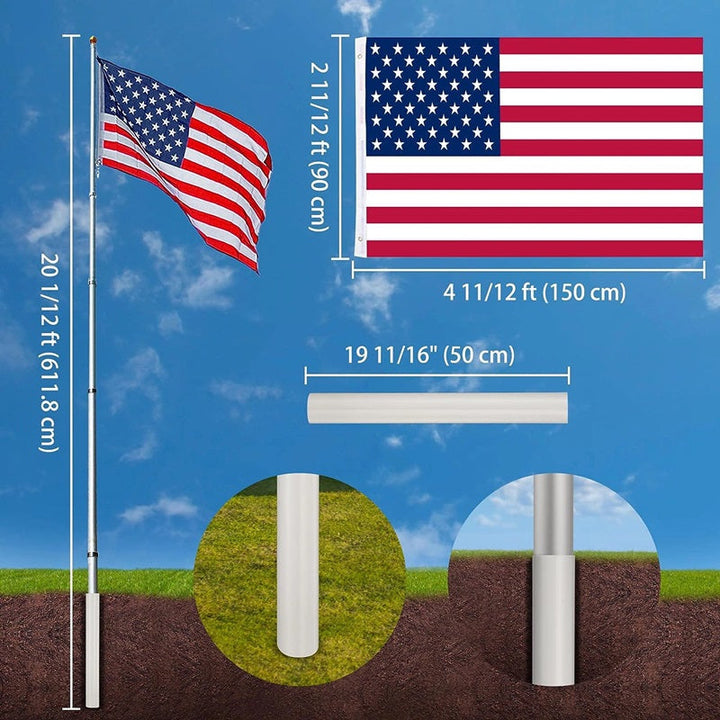 Heavy Duty Telescopic Flag Pole 25ft Adjustable Length