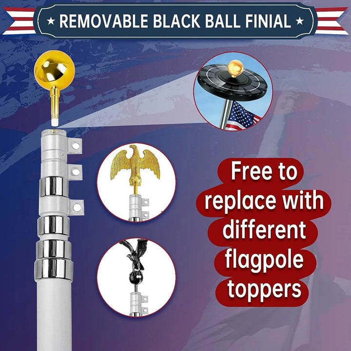 Heavy Duty Telescopic Flag Pole 25ft Adjustable Length