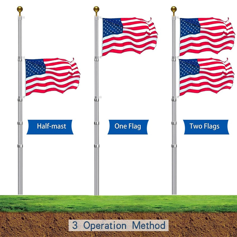 Heavy Duty Telescopic Flag Pole 25ft Adjustable Length