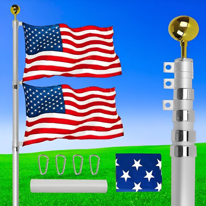Heavy Duty Telescopic Flag Pole 25ft Adjustable Length - Lenila