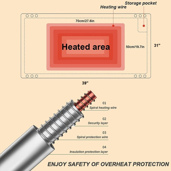 Electric Heated Blanket Portable Adjustable Warmth Settings