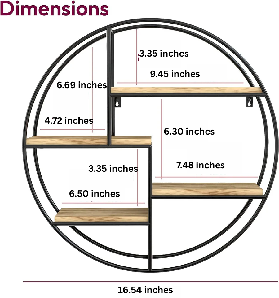 Industrial Round Wall Shelf Metal Minimalist Design
