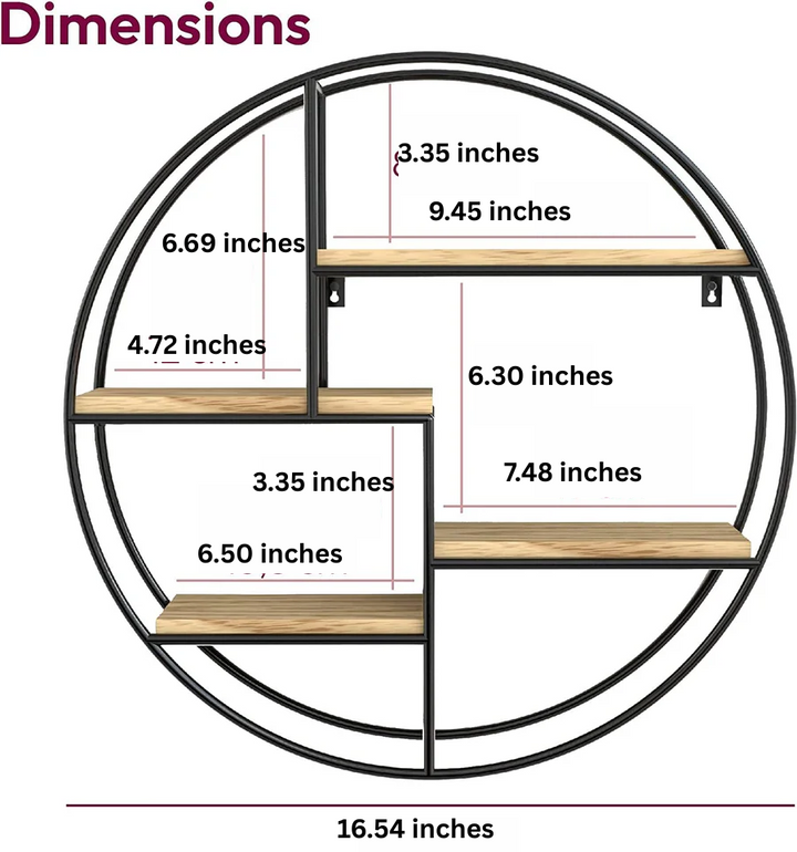 Industrial Round Wall Shelf Metal Minimalist Design