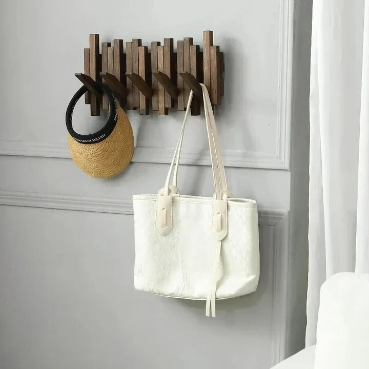 Wood Coat Hook Rack Natural Material Wall Mounted - Lenila