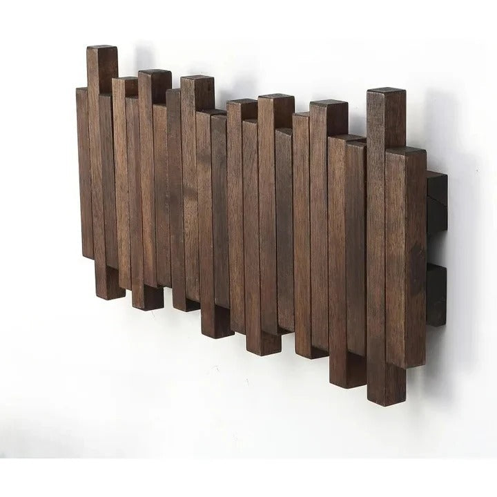 Wood Coat Hook Rack Natural Material Wall Mounted