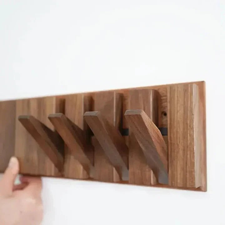Wall Mounted Wooden Coat Rack with Hooks - Lenila