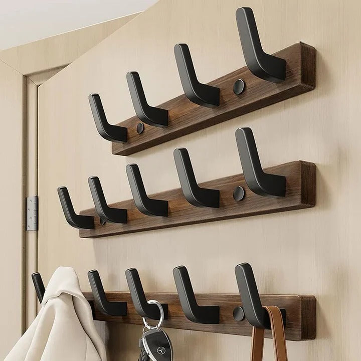 Wall-Mounted Coat Hook Wood and Metal Minimalist Design - Lenila