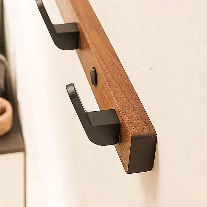 Wall-Mounted Coat Hook Wood and Metal Minimalist Design