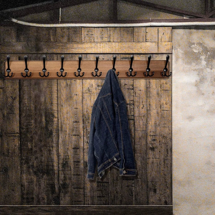 Wall-Mounted Coat Rack Wooden with Hooks