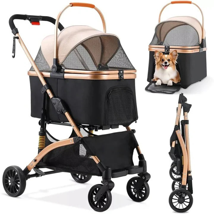 Pet Dog Stroller with Transport Box Foldable Design - Lenila