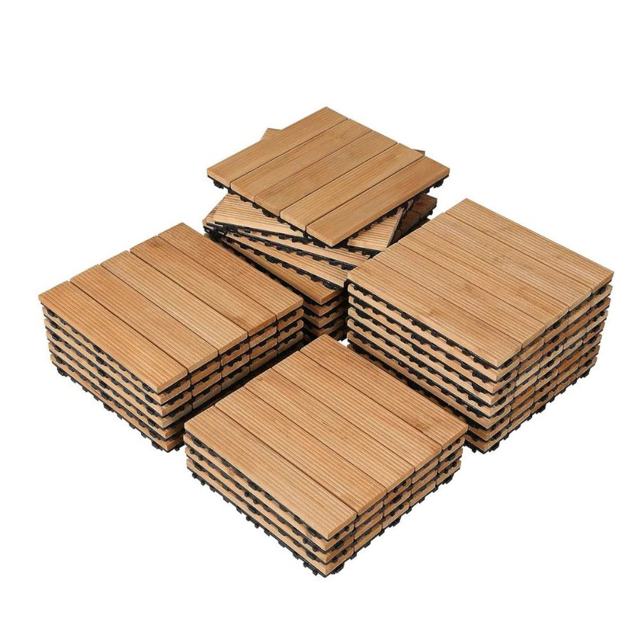 Outdoor Patio Deck Tiles Wood Interlocking Set Pieces