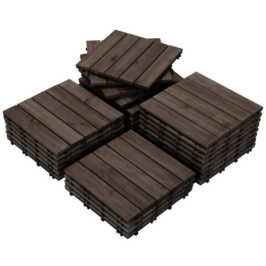 Outdoor Patio Deck Tiles Wood Interlocking Set Pieces