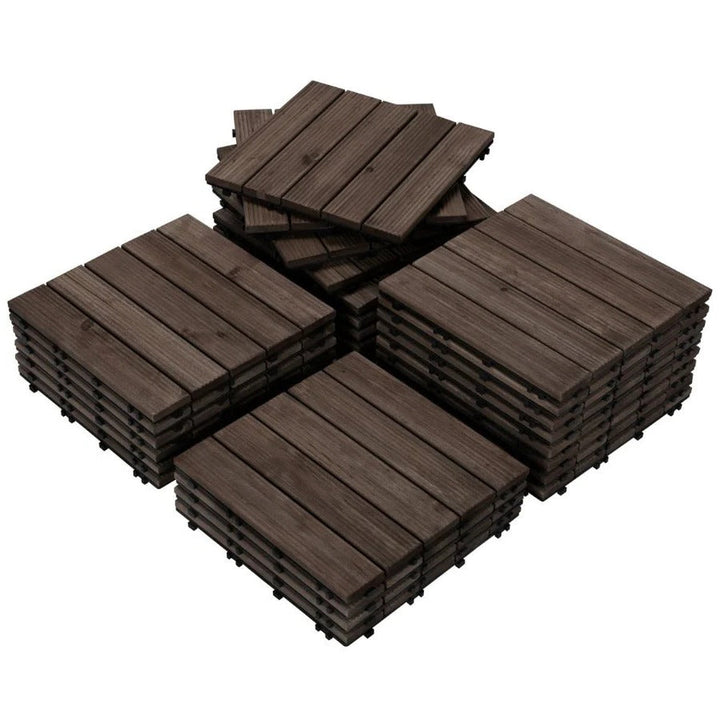 Outdoor Patio Deck Tiles Wood Interlocking Set Pieces