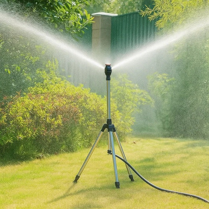 Rotating Tripod Lawn Sprinkler Adjustable Height 360° Coverage - Lenila