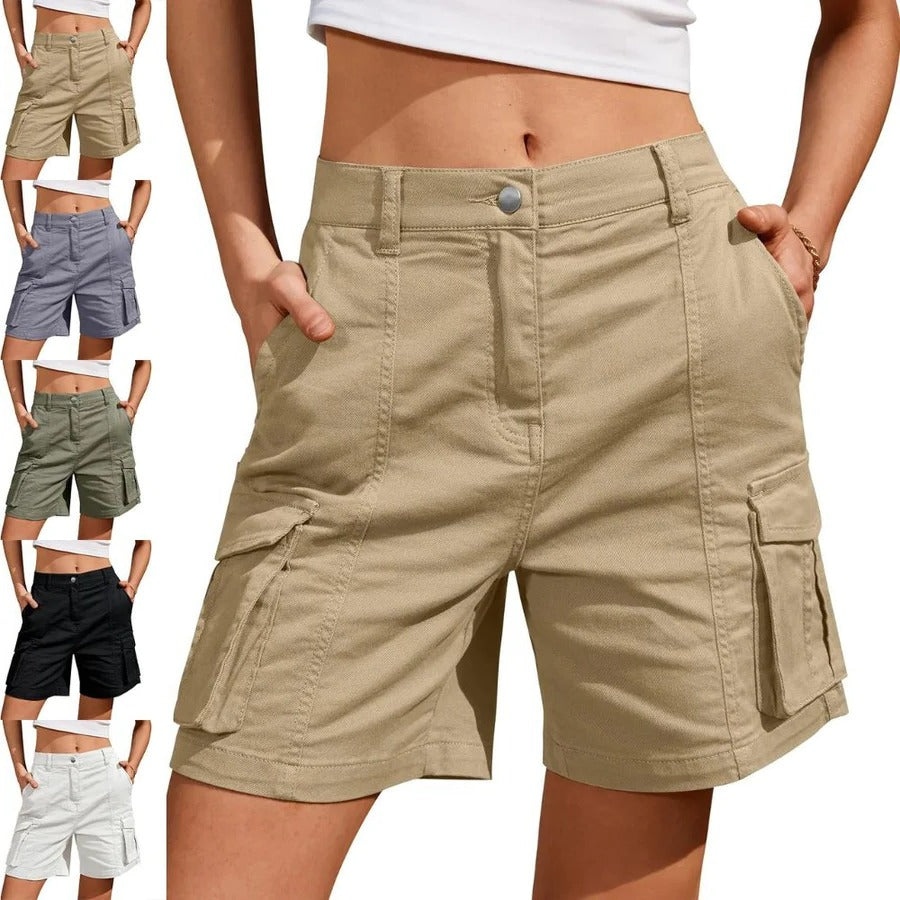 Womens Cargo Shorts Low Waist Long Work Fit - Lenila