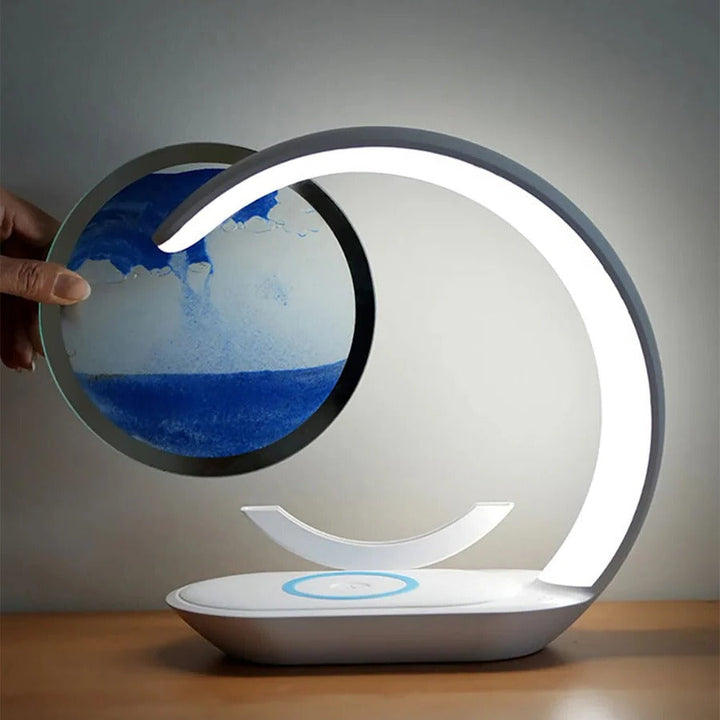 3D Sand Art Table Lamp with Wireless Charging Feature