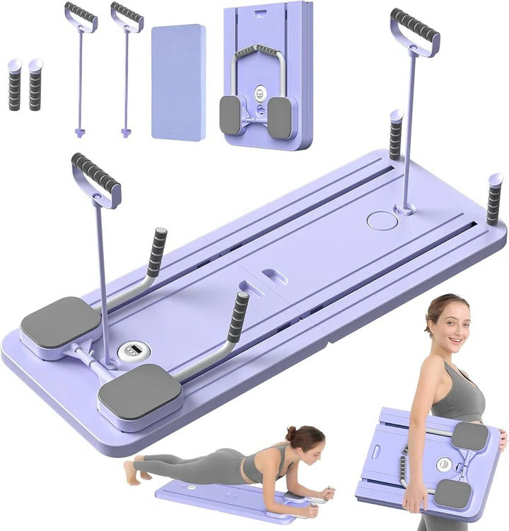 Pilates Reformer Board with Resistance Bands Home Exercise Equipment - Lenila