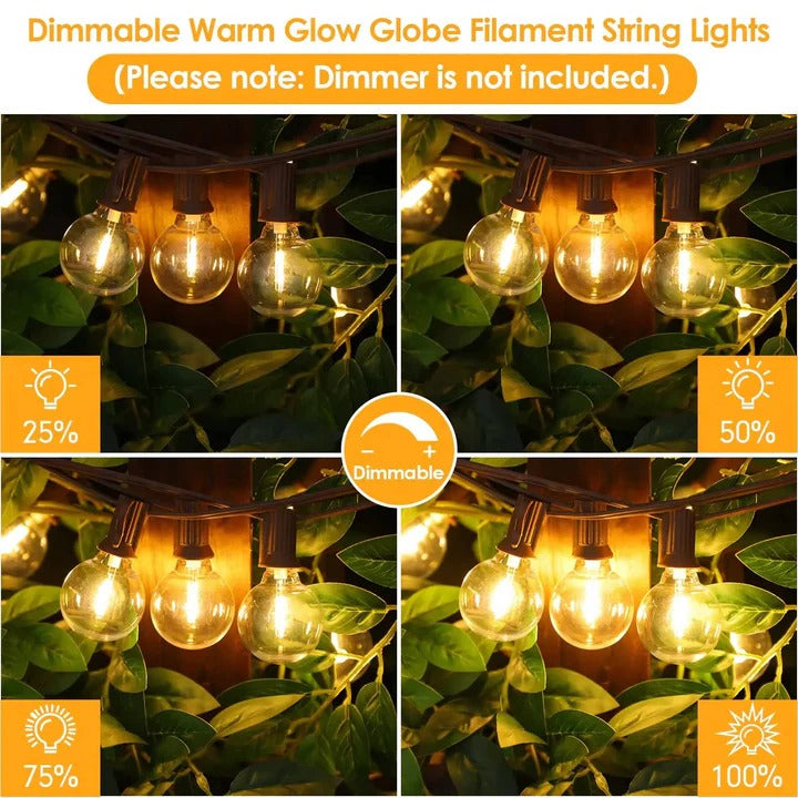 Outdoor LED Bulb String Lights Weatherproof Flexible Design