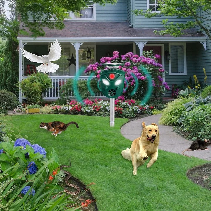 Solar Powered Ultrasonic Animal Repeller 360 Motion Detection