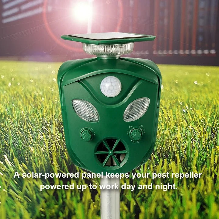 Solar Powered Ultrasonic Animal Repeller 360 Motion Detection
