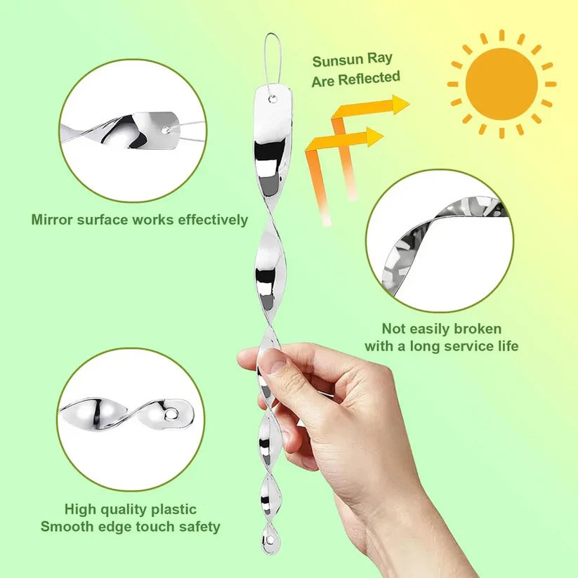 Bird Deterrent Spiral Rod Reflective Wind-Powered Rotation