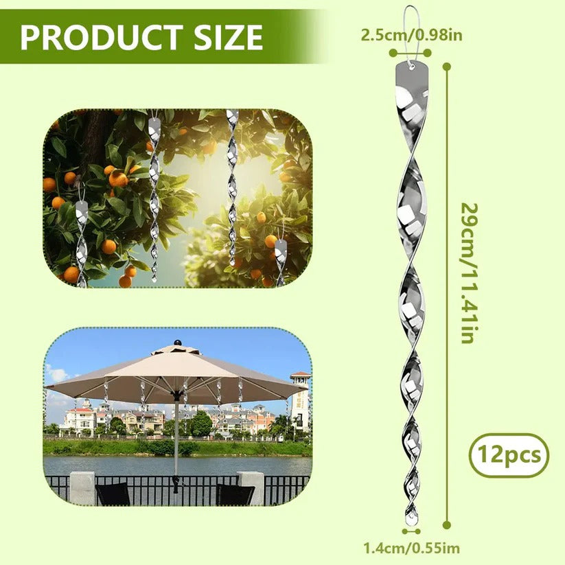 Bird Deterrent Spiral Rod Reflective Wind-Powered Rotation