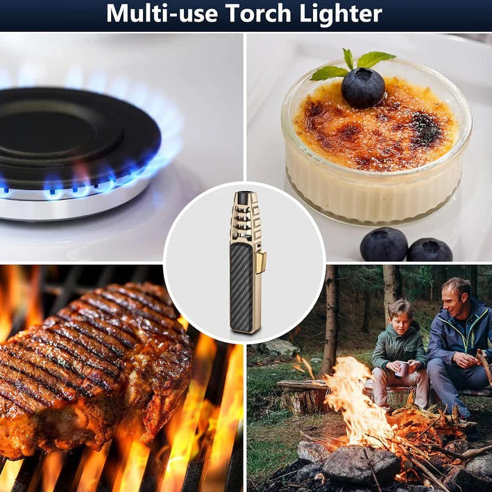 Adjustable Flame Torch Lighter with Refillable Fuel Outdoor Use