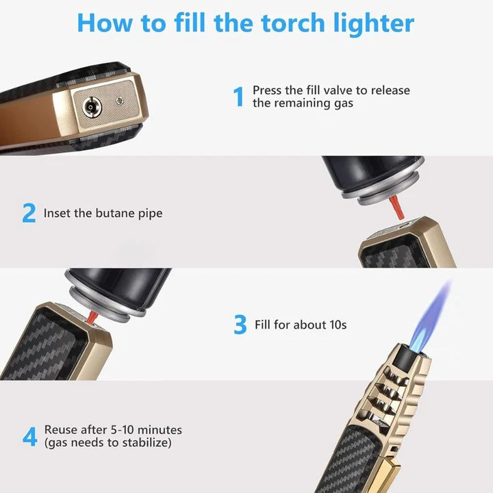Adjustable Flame Torch Lighter with Refillable Fuel Outdoor Use
