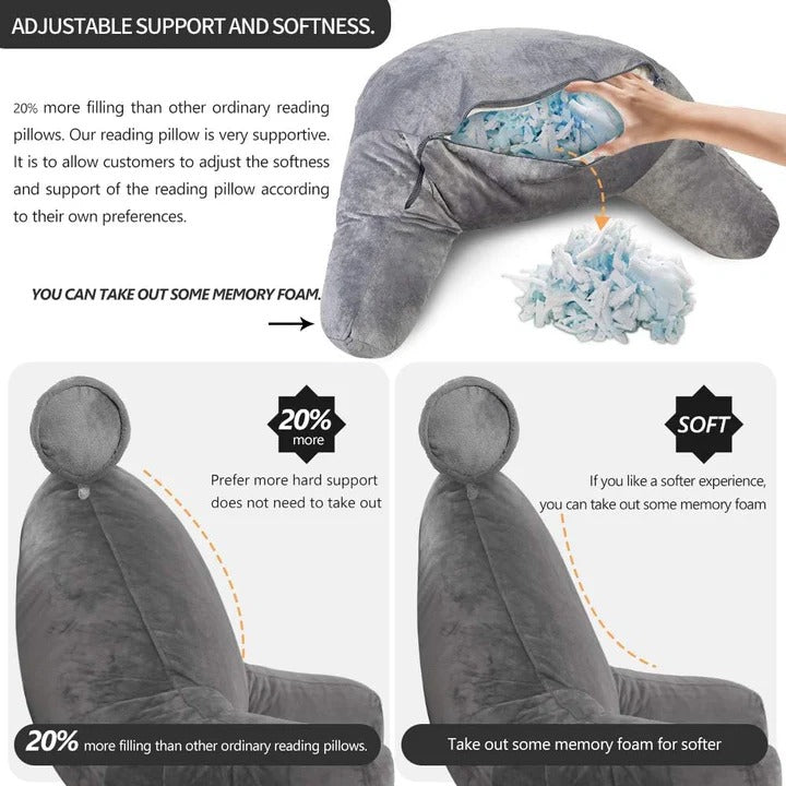 Upright Reading Pillow Bed Rest Cushion with Arm Support