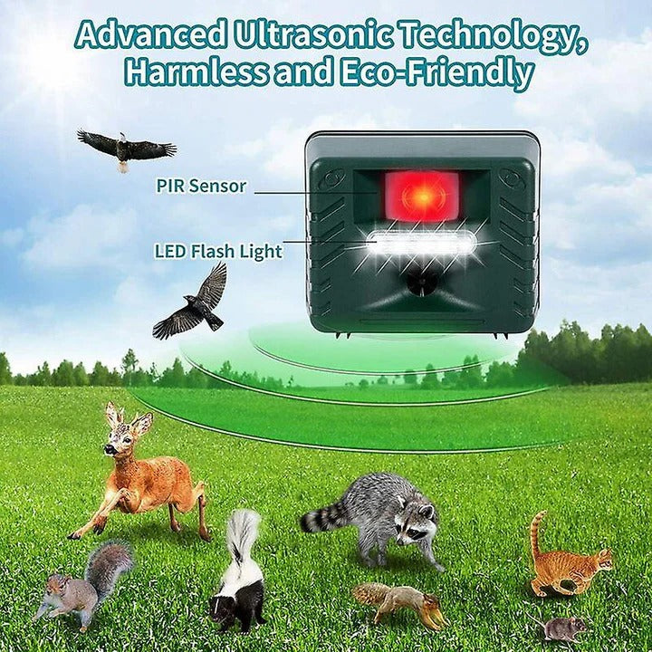 Outdoor Ultrasonic Bird Deterrent Solar-Powered Pest Control Device