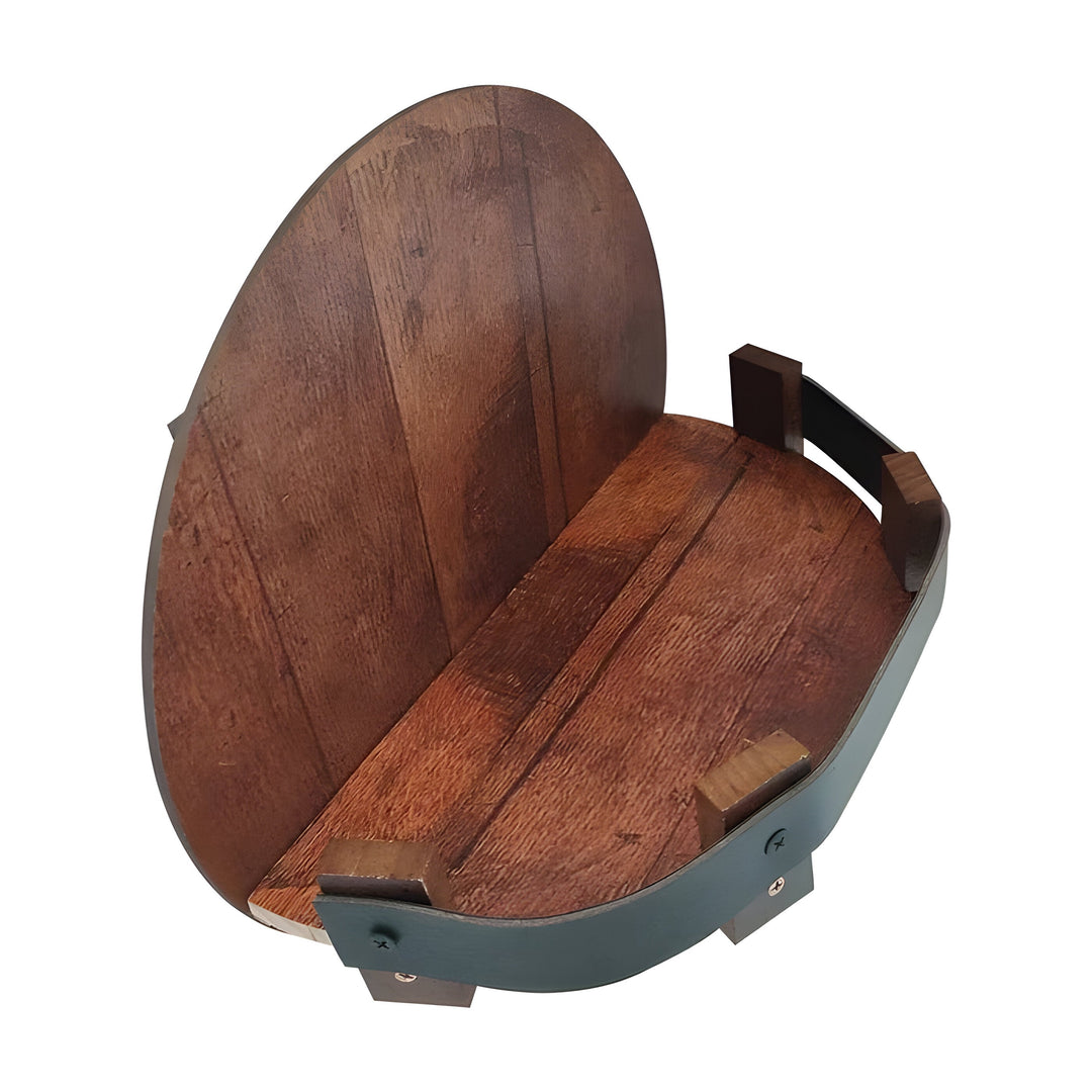 Rustic Whiskey Barrel Shelf Wooden Wall Display Rack