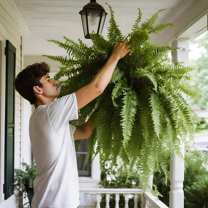 Artificial Hanging Boston Fern UV-Resistant Outdoor Decor Plant - Lenila