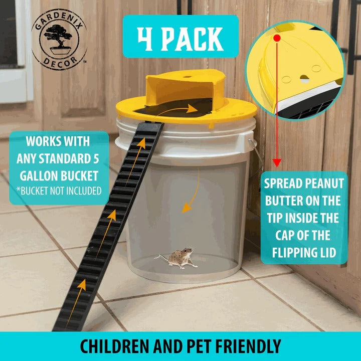 Humane Mouse Trap Bucket Lid System Four-Pack Pest Control