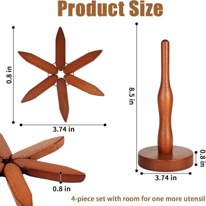 Heat Resistant Wooden Trivet Mat Kitchen Countertop Protection