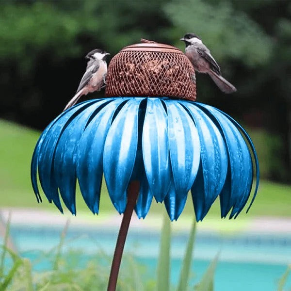 Outdoor Decorative Metal Coneflower Bird Feeder Garden Stake - Lenila