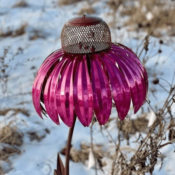 Outdoor Decorative Metal Coneflower Bird Feeder Garden Stake