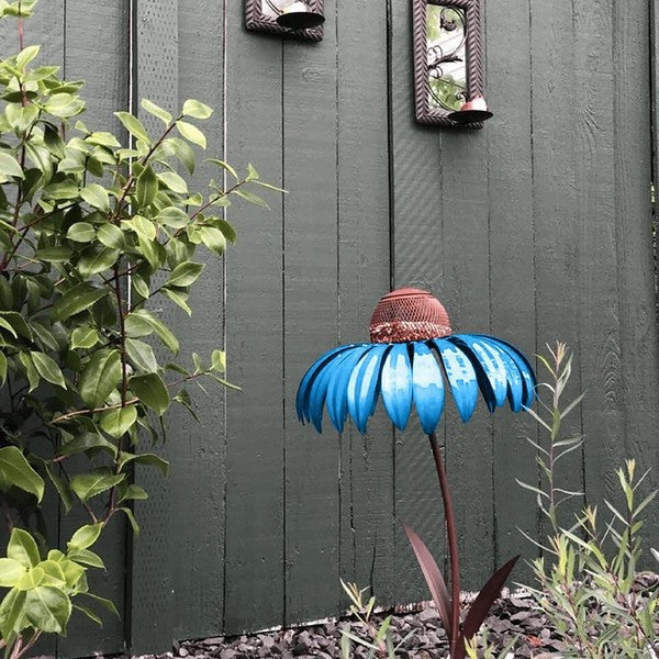 Outdoor Decorative Metal Coneflower Bird Feeder Garden Stake