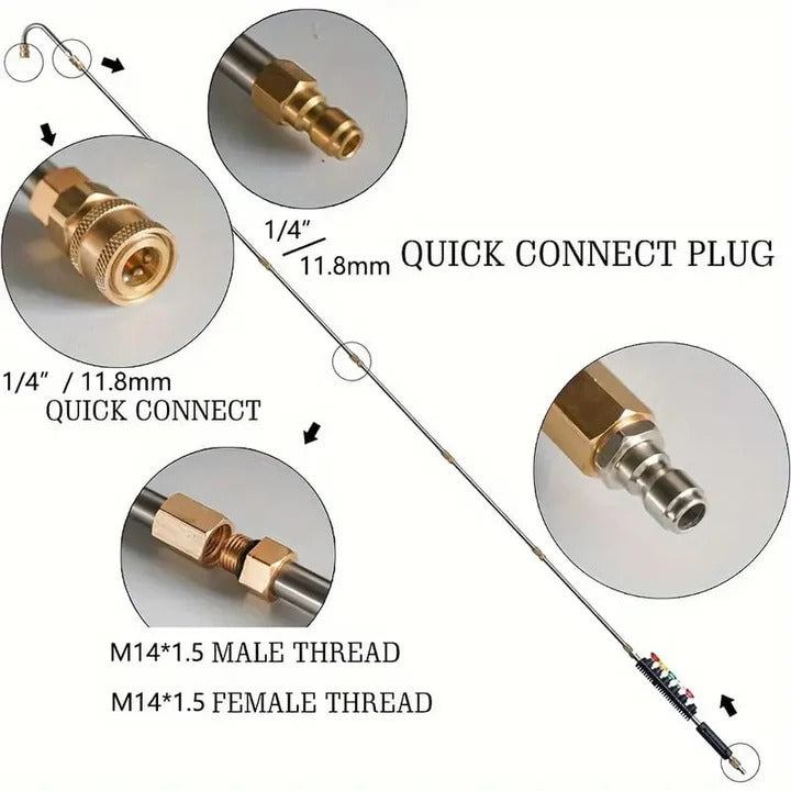 Telescoping Wand Set High Pressure for Wall and Drain Cleaning