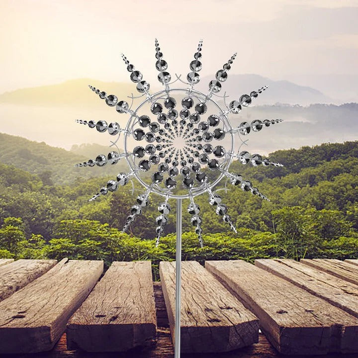 Outdoor Metal Garden Sculpture Kinetic Wind Spinner Large